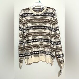 Izod Men's Crewneck Sweater - Cream, Black, Brown NWT